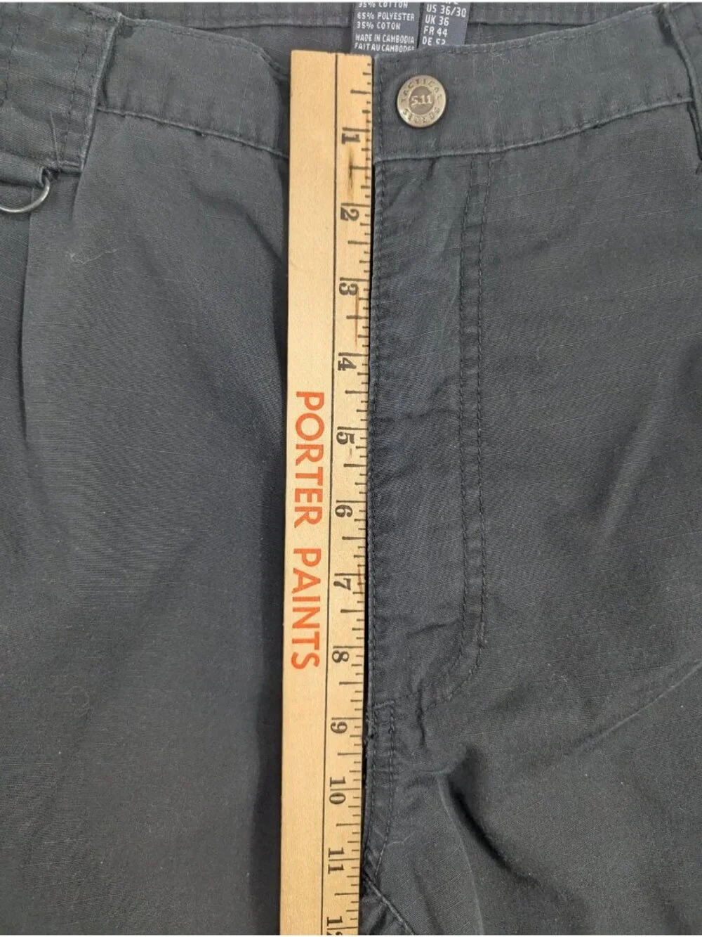 5.11 Tactical Series Pants Mens 36x30 Black Cargo Elastic Waist Workwear Outdoor